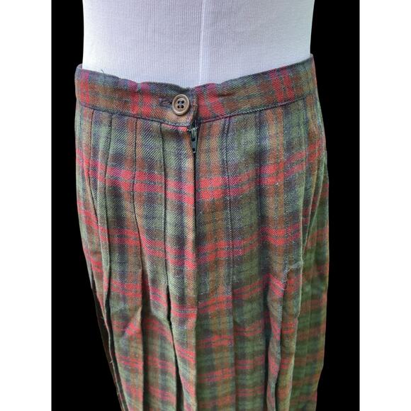 Vintage Rene Portier Plaid Tartan 100% Wool Pleated Skirt 1980's Fashion Sz 14 - Picture 4 of 9